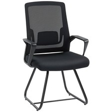 HOMCOM Desk Chair No Wheels, Meeting Chair with Mesh Back for Waiting Room