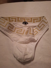 Versace men white Greca Border cotton stretch Thong Underwear size 4 Italy