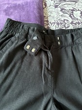 Petite Black Linen Wide Leg Trousers