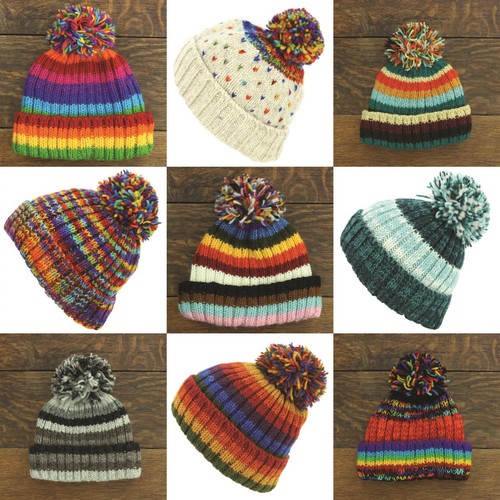 Chunky wool knit beanie bobble - beanie,