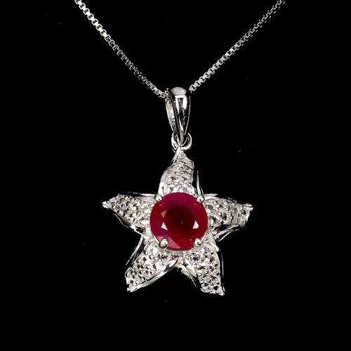 Silver pendant ruby natural - silver,