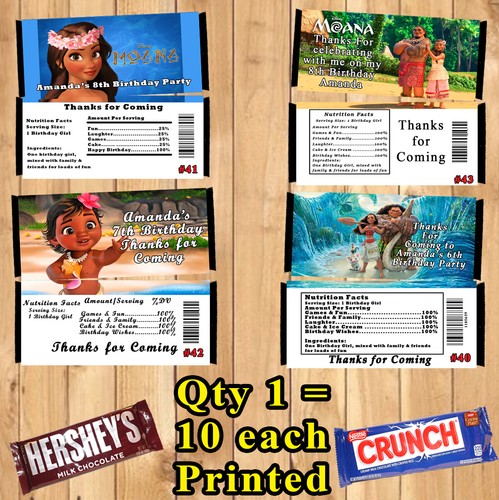 Moana birthday candy bar - birthday, ea