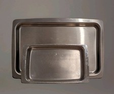 Set Of 2 Rectangle Stainless Steel Baking Trays Serving Tray 2 Size