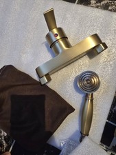 Rozin Antique Brass Shower System with 8 Inch Rain Shower Head and Hand Shower S