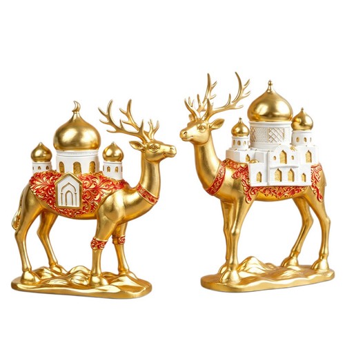 Deer figurine with castle - deer,