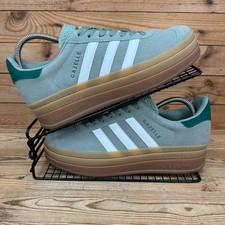 Adidas Trainers Womens Size UK 6.5 Gazelle Bold Silver Green Gum Platform Shoes