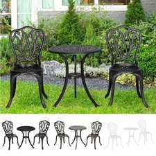 3 Piece Patio Bistro Set Aluminium Garden Furniture Set for Balcony Porch