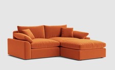 LOAF Cuddlemuffin Modular RHF Chaise Sofa in Orange Clever Velvet (1842)