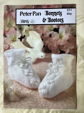 Peter Pan knit & crochet pattern book 571. Bonnets & Bootees 25 designs