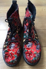 Rieker Women Black Multi Floral Lace Up Side Zip Fashion Ankle Boots UK 5 New