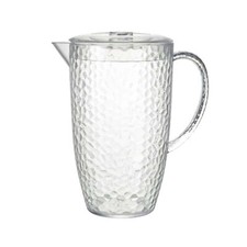 Clear Pitcher Reusable Plastic Dimple Design 2L Jug Lid Water Drinks Cocktail