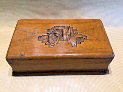 Chinese carved wood box - chinese,