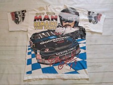 Vintage 90s Dale Earnhardt NASCAR T-shirt Made USA All Over Print Size Large/XL 