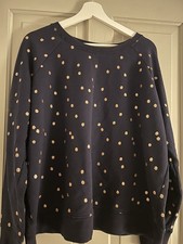 Boden Navy Gold Polka Spot Pattern Sweatshirt Jumper Women's X-Large-Christmas  