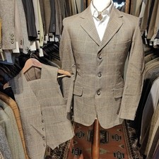Vintage Mens 38R 3 Piece Check Wool Tweed 1950s Suit Jacket Trousers Waistcoat V