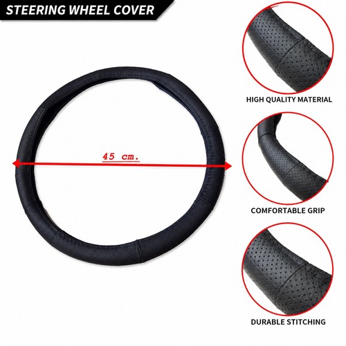 Black leather steering wheel - steering,