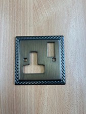 Wandsworth Georgian Rope Edge Burnished Brass 13 Amp Single Socket Switched