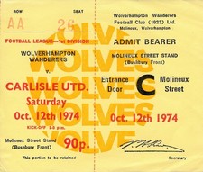 TICKET: Wolves v Carlisle