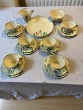 BEAUTIFUL ART DECO HAND PAINTED MYOTT TEA SET.  ABSOLUTELY MINT!  FOR 6 SETTINGS
