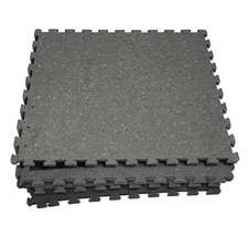PaviGym 20mm Rubber Grey Fleck Interlocking Gym Flooring Tiles Commercial