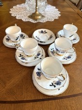 Vintage Lubern 22 kt Gold Bone China Floral teaset 5 trios