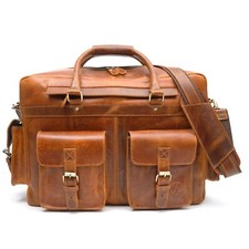 Leather Multi Pockets Travel bag Pilot Bag Handmade Men's Business Laptop