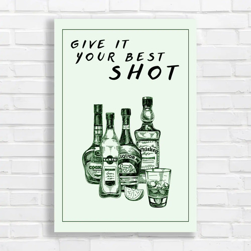 Whiskey bar green canvas print - bar,