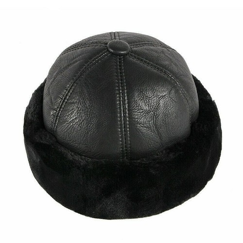 Men faux leather - faux, beanie