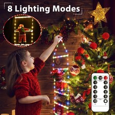 LED Ladder Christmas Lights with Santa Claus Decorative String Light USB 8 Modes