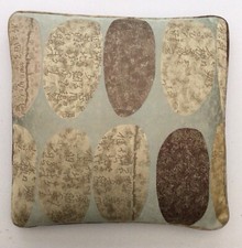 Damask Duck Egg Blue With Gold Bronze & Brown Cushion Cover A45x45cm