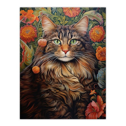 Norwegian forest cat floral - forest,