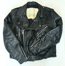 SUPERB OLD SCHOOL MOTORCYCLE BIKER JACKET - 42 - VINTAGE ROCKER PUNK LEATHER