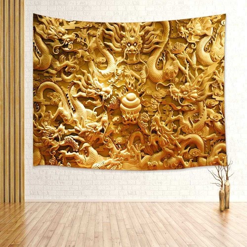 Medieval golden chinese dragon - golden,