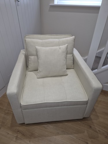 Cream foldout single armchair - foldout,