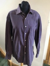 Oleg Cassini Jeans Warm Feel Feel Long Sleeve Shirt Blue Wine Check Size Medium