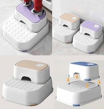 Double Step Stool with Non Slip Grip Kids Stool Potty Training & Bathroom Safety
