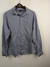 Jeff Banks Tailored mens blue formal shirt long sleeve floral size XL