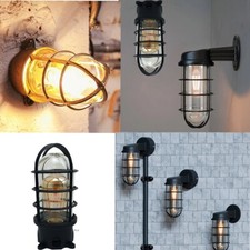 Vintage Industrial Wall Light Antique Retro Cage Bulkhead Wall Ceiling  Lamp UK
