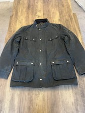 Mens Barbour International Duke Wax Quilted Jacket. Green, Size XL, Slim Fit