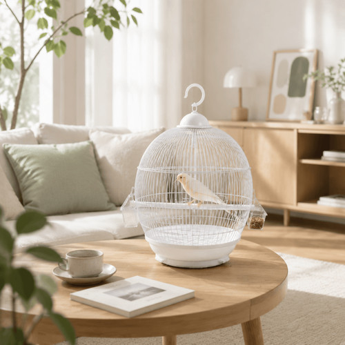 White round bird cage 28cm - cage,