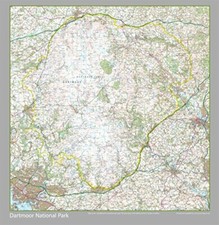 The Dartmoor National Park Wall Map 80 x 82 cms Laminated