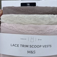 M&S New Lace Trim Scoop Vests