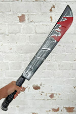 HALLOWEEN FAKE BLOODY MACHETE 75cm PLASTIC VS JASON ZOMBIE KNIFE FANCY DRESS TOY