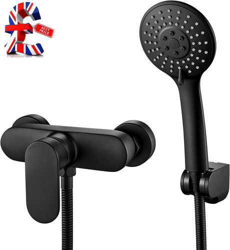 Black shower tap - shower, hand