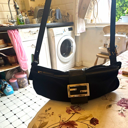 Fendi black nylon - fendi, leather