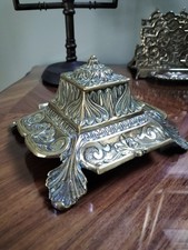 Large Antique Brass Art Nouveau Inkwell, French, Maker's Mark: G.L. No.3 Depose