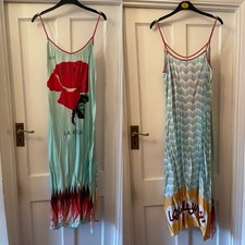 New ME369 La Rosa & Love Print Design Camisole Boho Summer Midi Dress,Large