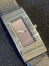 Gorgeous DKNY Ladies Watch Silver Case Purple Dial Black Strap Runs New Battery