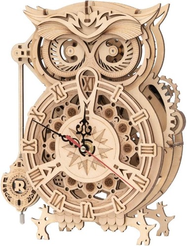 Wooden owl clock puzzle diy - 3d,