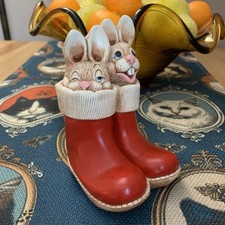 Moorcraft “ Bunnies In Red Boots Ceramic Figurine.